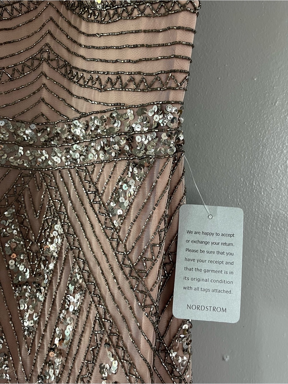 NWT Nordstrom Marina Pale Pink Sequined Gown - Picture 6 of 10